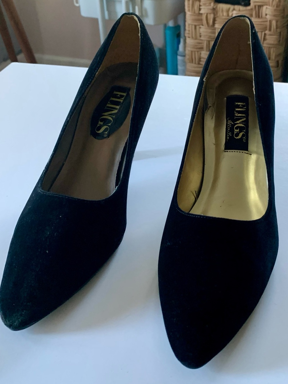 Black Velvet Pointed-Toe Pumps